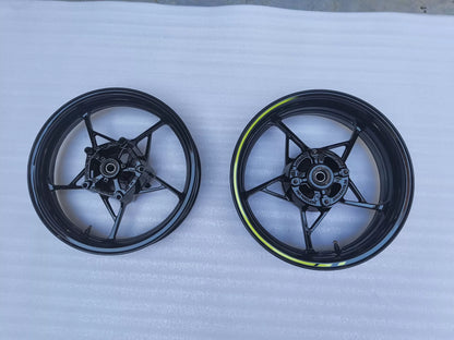 Kawasaki Z900 2017-2025 Front Rear Wheel Rim Set Used OEM Repainted Black – full set overview