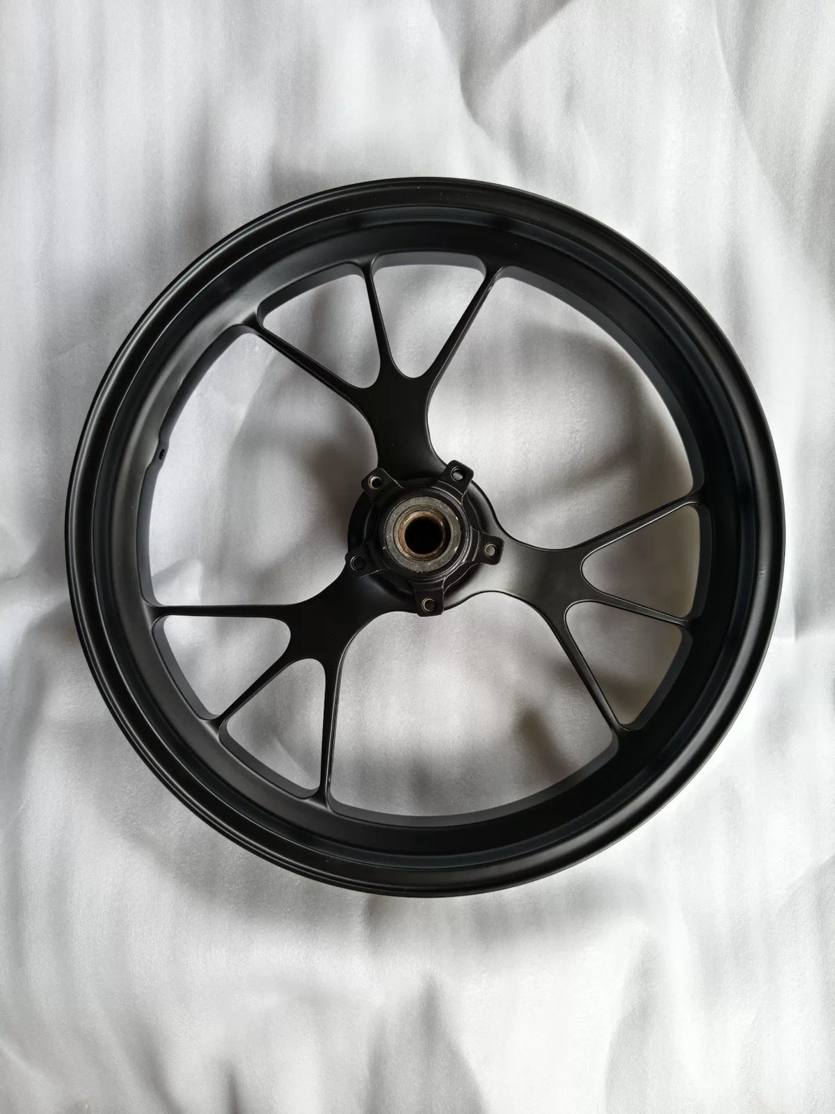 Ducati Panigale V4 Streetfighter Front Wheel OEM 50122341AA Used Repainted Gloss Black – full view