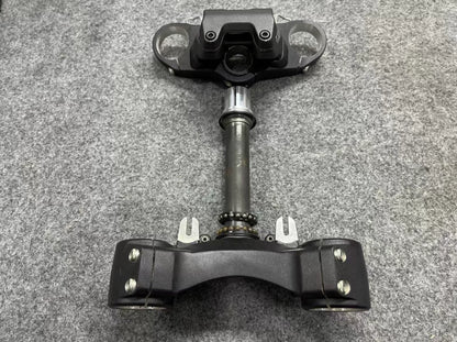 Ducati Monster 821 upper lower triple tree clamp set with handlebar bracket, front view showing complete assembly