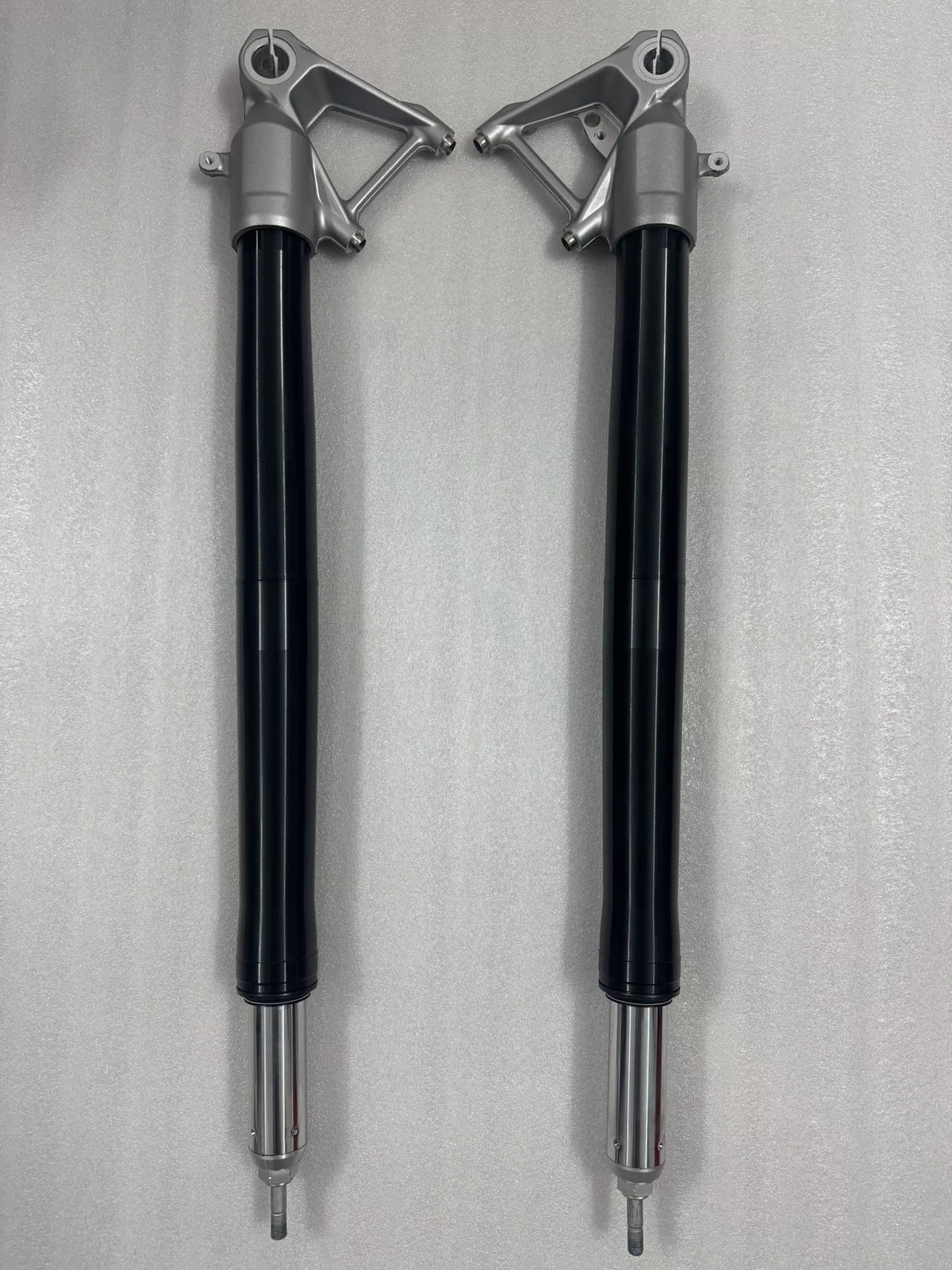 BMW R1200GS front fork rod pair, straight design, full length view on white background