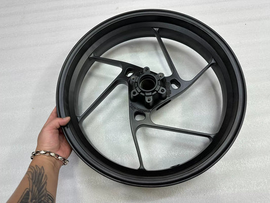 Aprilia RS660 2020-2025 Front Wheel 3.5x17 OEM 2B010059 Used Repainted Black – full view