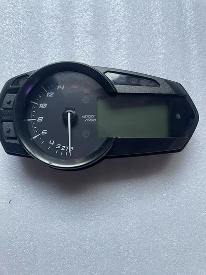 Kawasaki ZX-6R instrument cluster front view showing digital display and tachometer gauge 2009-2024