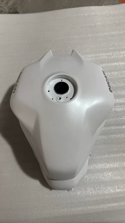 White Fuel Tank for Ducati SuperSport 939, front angle view showing painted surface and cap area
