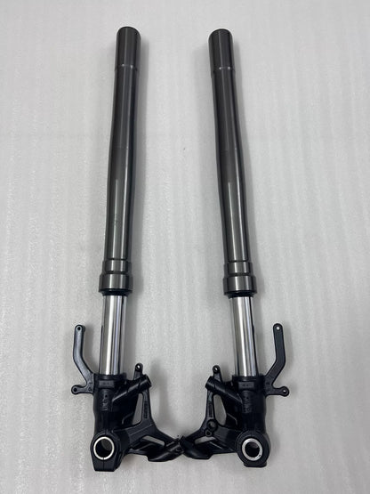 Kawasaki Ninja 1000 SX 2020-2025 front fork pair, full length front view showing chrome tubes and lower legs