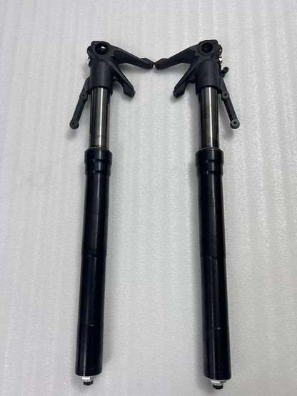 Ducati Diavel 1200 front fork assembly, full length view showing both tubes and lower legs, used condition