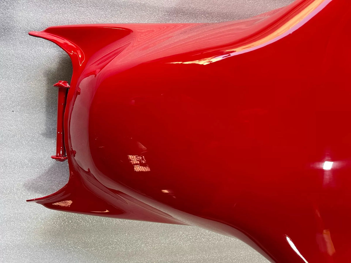 Ducati Monster 797 Fuel Tank red repainted finish close-up – surface and color detail