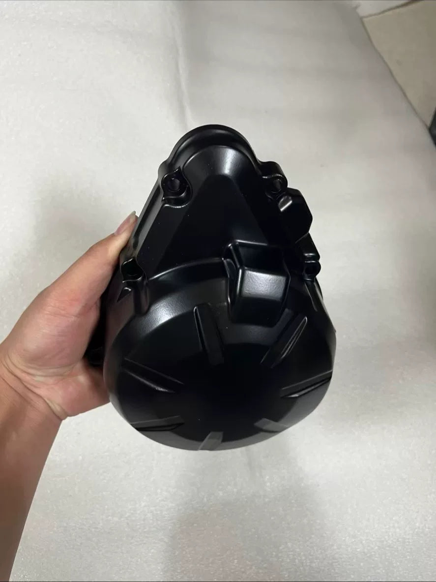 Kawasaki Z900 stator cover, side angle revealing mounting holes and gasket surface