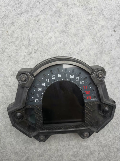 Kawasaki Z900 instrument cluster rear view showing connector plugs and mounting brackets