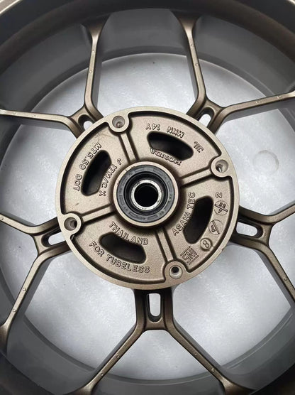 Rear rim for Honda CBR 650R 2019-2023, angled view highlighting spoke welds and rim surface condition