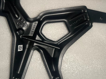 BMW S1000XR footpeg bracket, side profile showing full arm length and CNC-machined finish