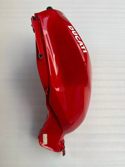 Red fuel tank for Ducati Panigale V2, side profile view displaying contoured bodywork and inlet neck detail