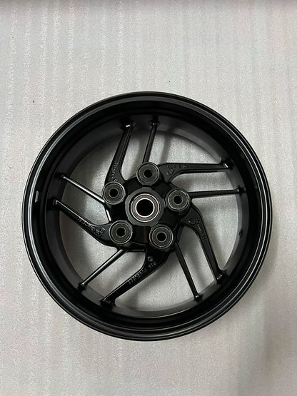 Ducati Monster 821 2014-2020 rear wheel, close-up of hub center and axle bore detail