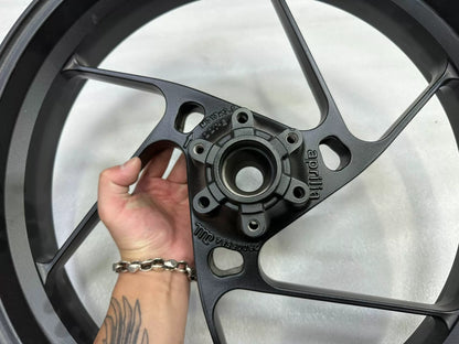 Aprilia RS660 Front Wheel Used OEM – repainted black surface condition detail
