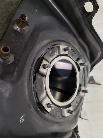 Honda CB650R fuel tank right side detail showing surface finish