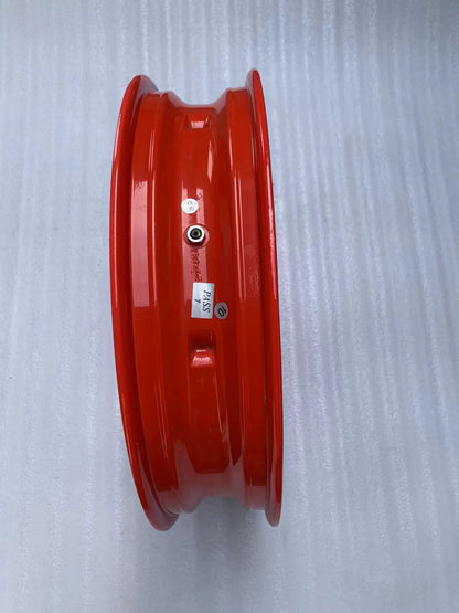 Side profile of red RS660 front rim showing barrel width, valve hole and PASS quality label