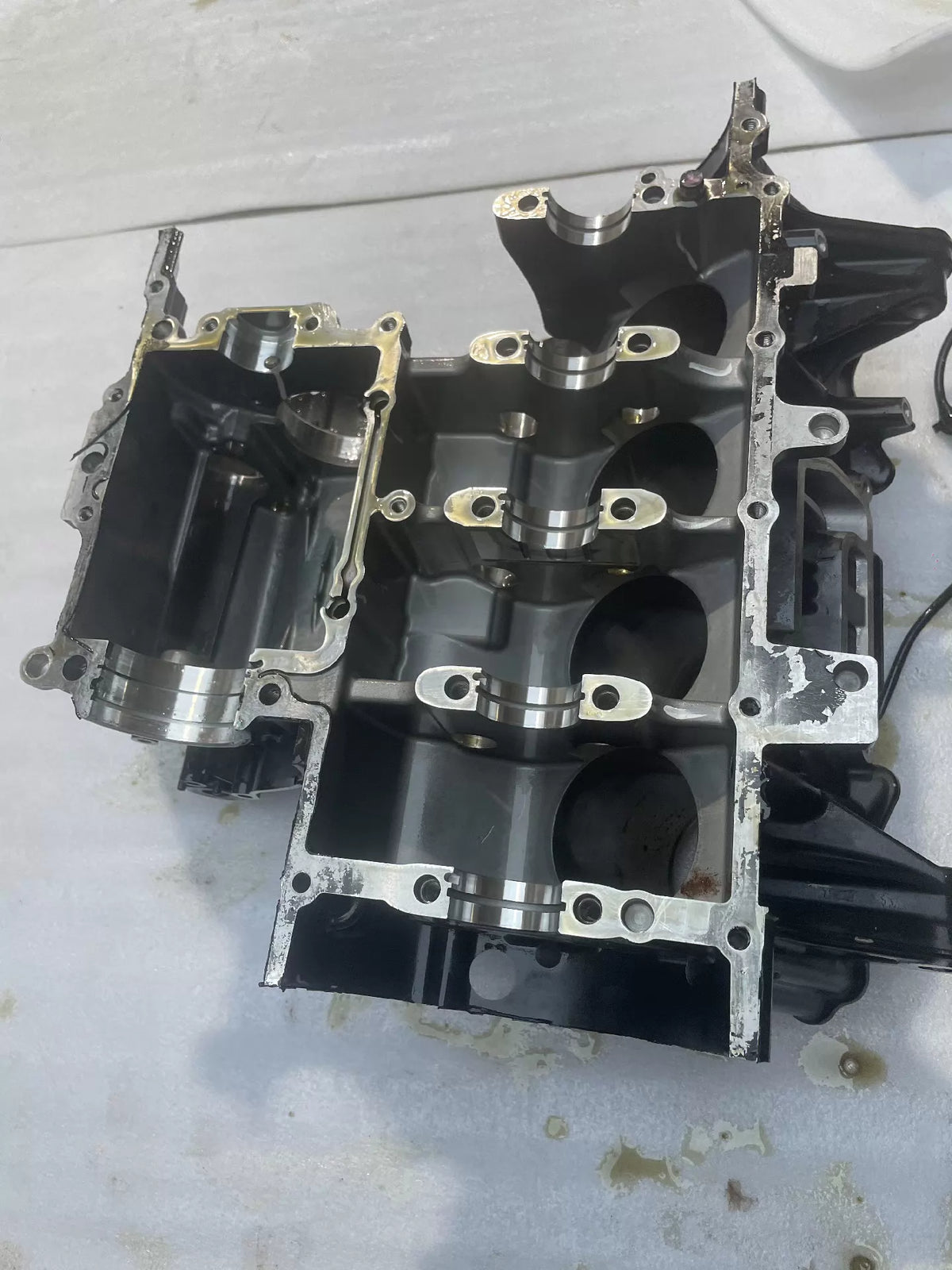 Honda CB650R Crankcase Used OEM – surface condition detail, no impact damage as pictured