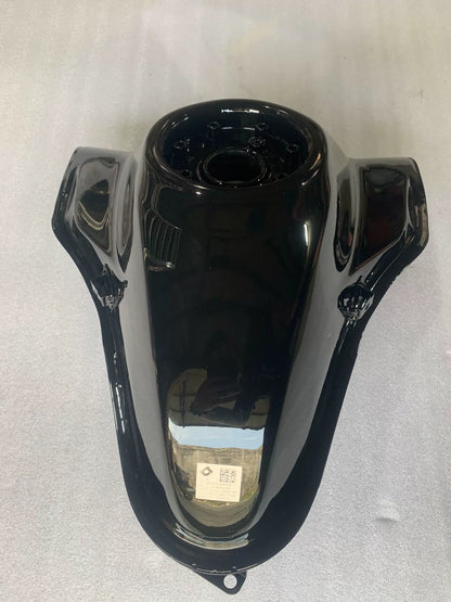 KTM 790 Duke fuel tank right side close-up showing petcock port and lower mounting points
