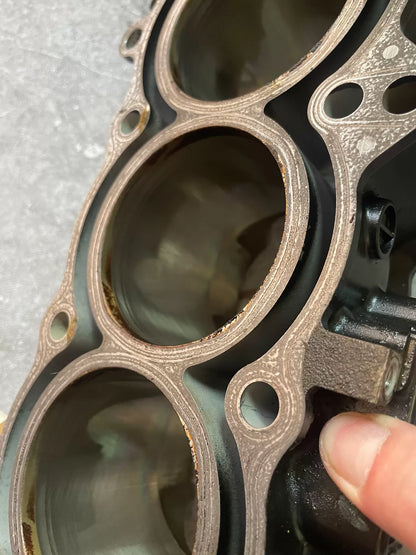 Kawasaki Z900 engine block rear angle view with visible casting numbers and mounting points