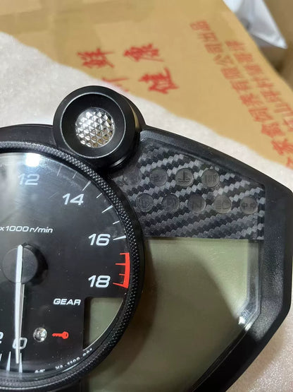 Yamaha YZF-R6 instrument cluster rear view showing electrical connector ports and mounting tabs