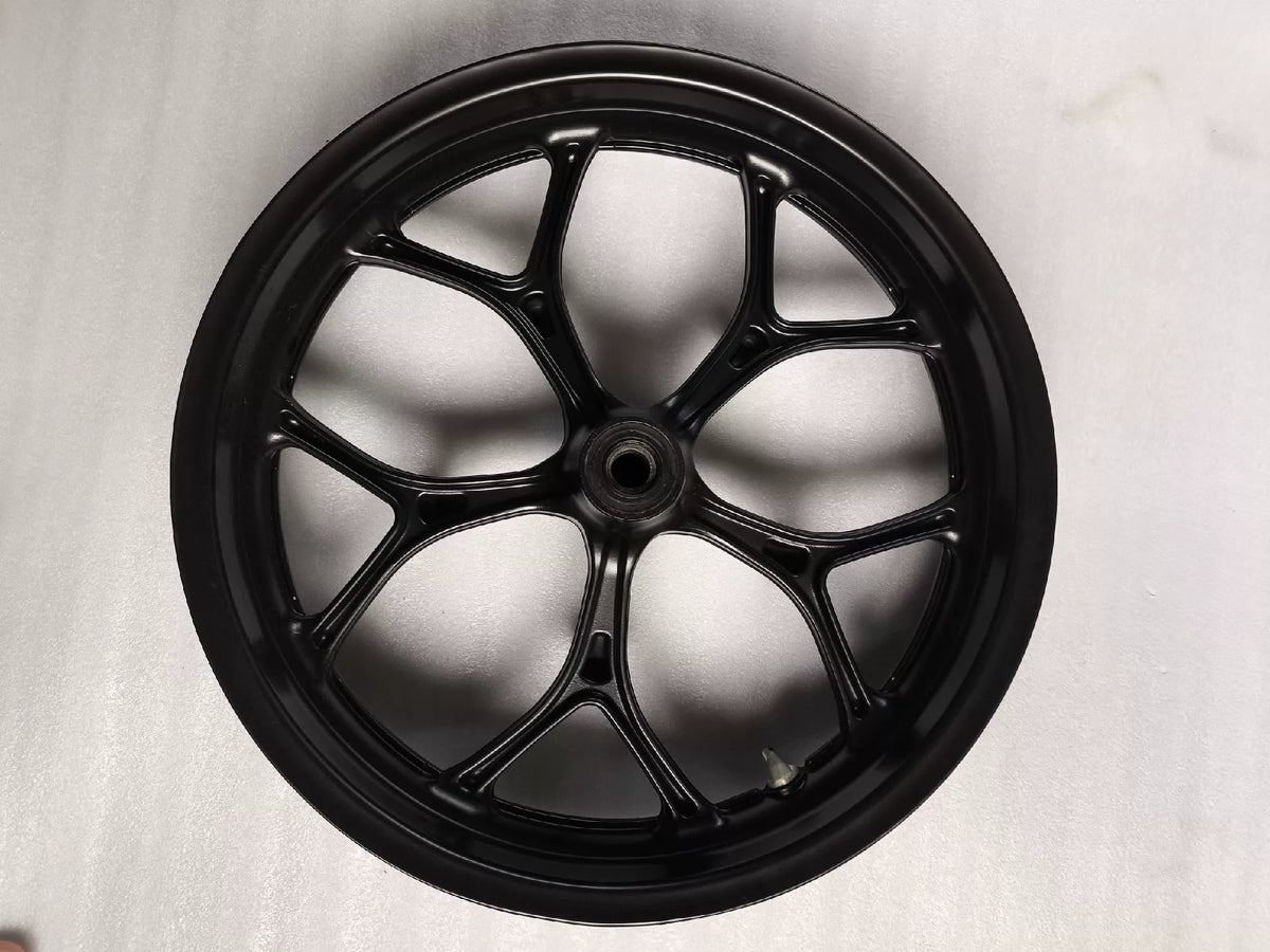 Black front wheel Honda NC750X angled view highlighting rim finish and spoke structure