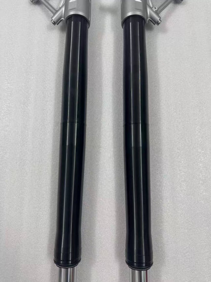 BMW R1200GS front fork rod close-up mid-section, smooth polished shaft surface detail shown