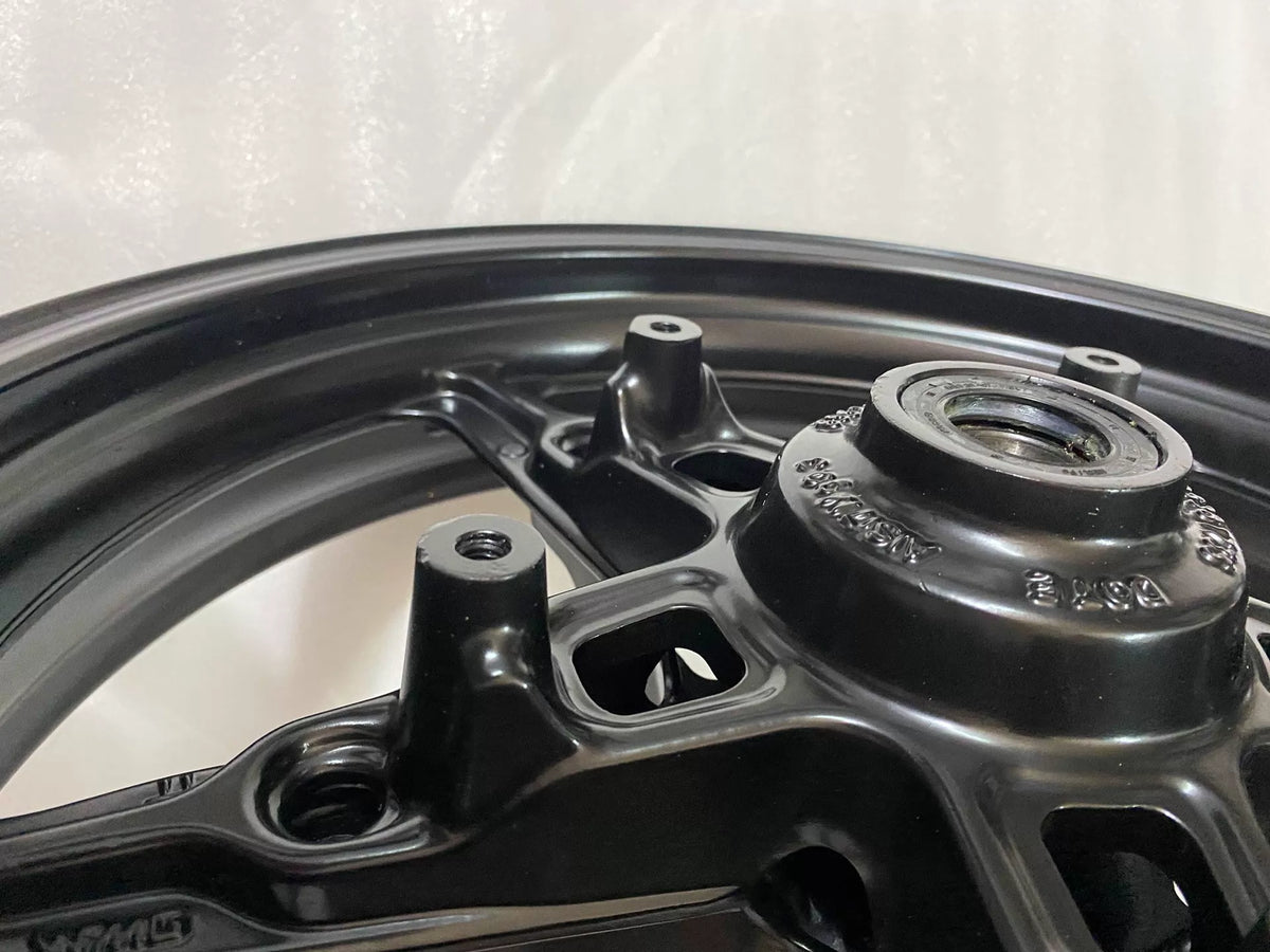 BMW R nineT cast rim pair, front and rear wheels displayed side by side on white background