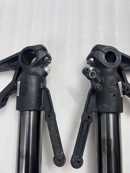 Ducati Diavel 1200 front fork side profile view, full assembly showing tube and slider proportions