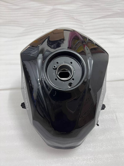 Kawasaki Ninja 400 fuel tank close-up of filler neck and cap assembly, no damage visible