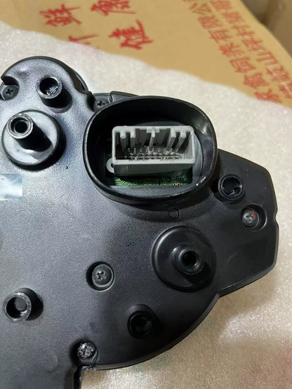 Yamaha YZF-R6 instrument cluster connector close-up showing wiring harness plug and pin condition