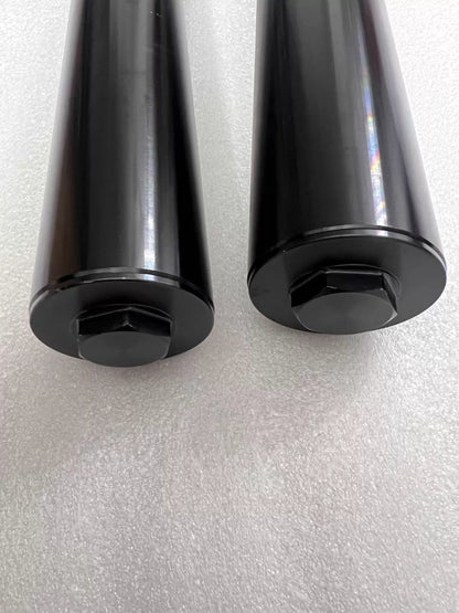 Yamaha YZF-R3 front fork assembly, angled view of both fork legs showing overall length