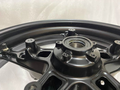 BMW R nineT cast rim, bottom angle view highlighting rim width and alloy construction detail