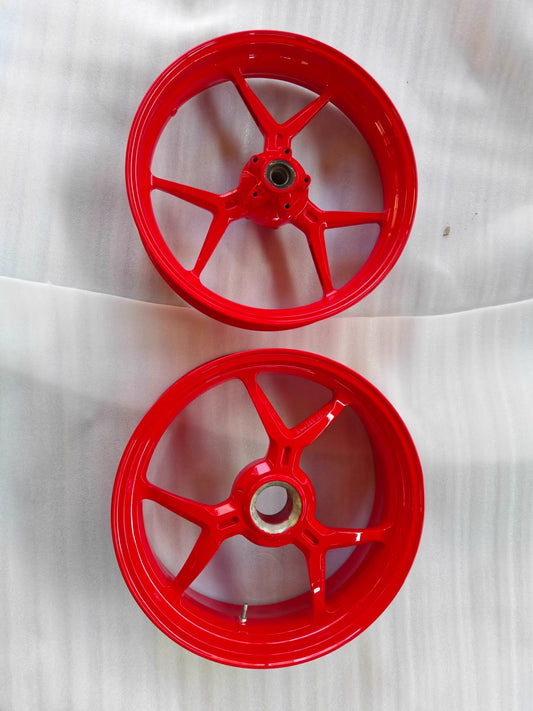 Front & Rear Wheel Rim Set - DUCATI Supersport 950 / 939S | Professionally Refurbished Gloss Red OEM