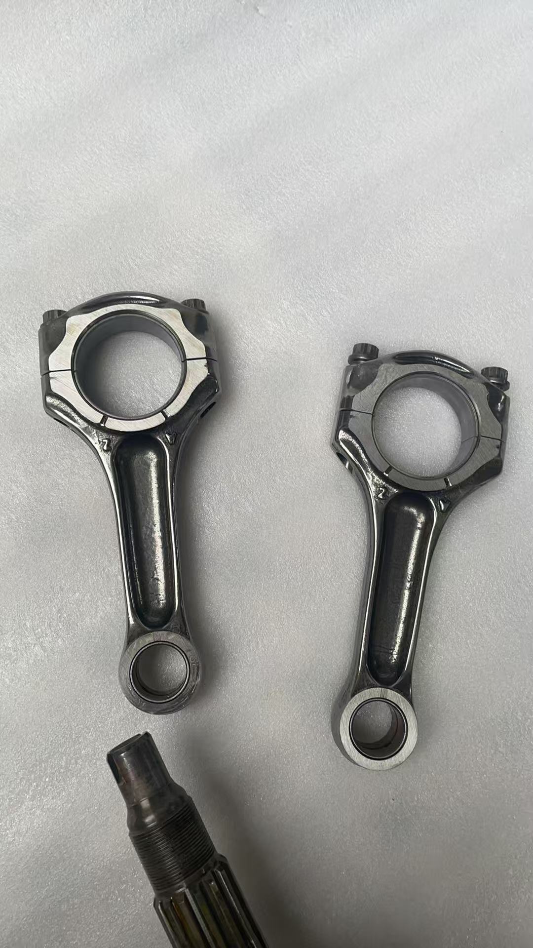 Ducati Multistrada 1200 crank assembly side angle view displaying rotor and rod journals, used OEM condition