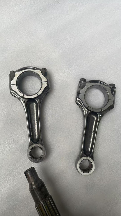 Ducati Multistrada 1200 crank assembly side angle view displaying rotor and rod journals, used OEM condition