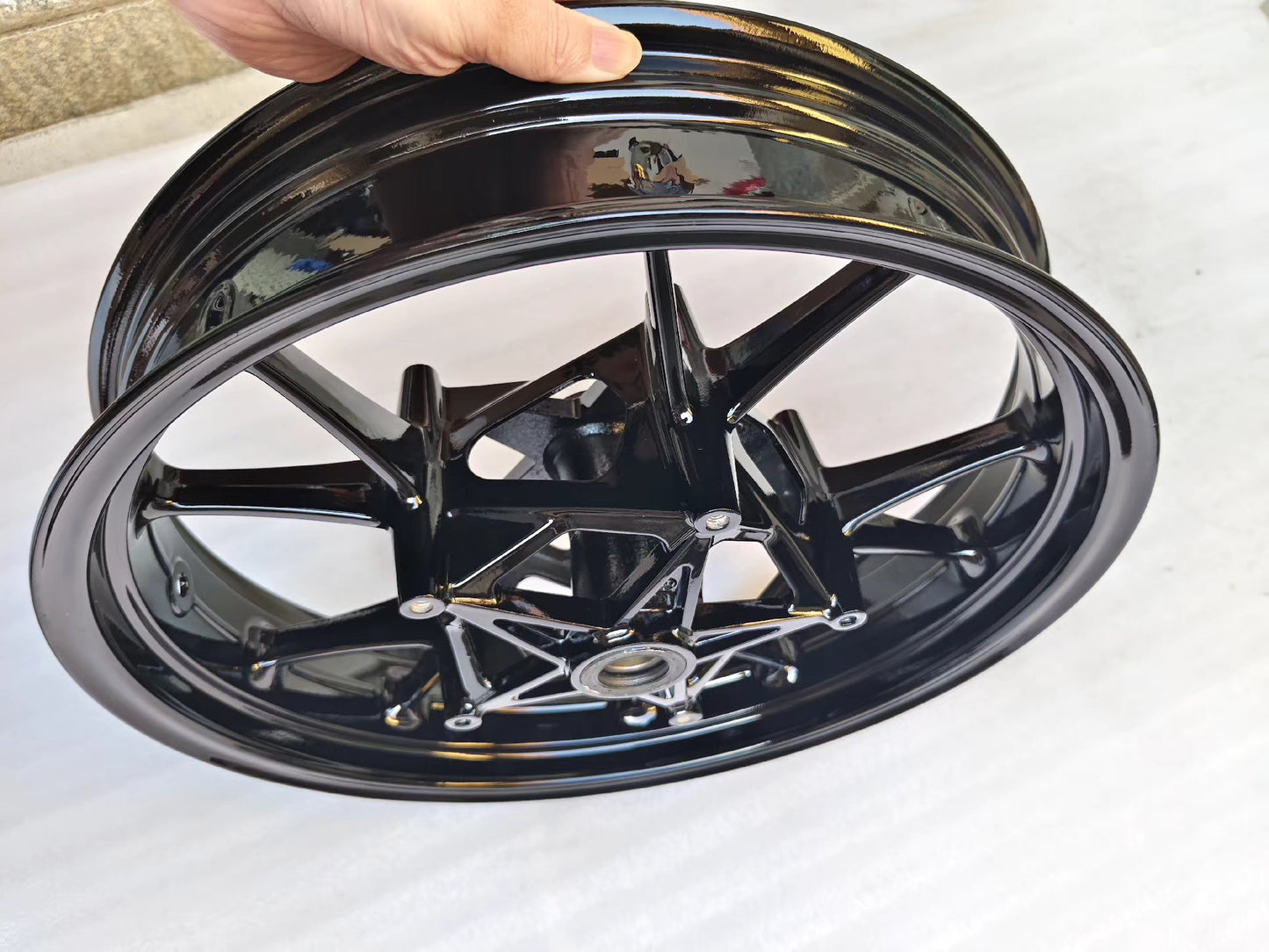 Genuine OEM Cast Front Wheel Rim (17 x 3.50) - BMW S1000RR (2008-2018) / S1000R (2013-2016) | Straight & Repainted Black #36318548897