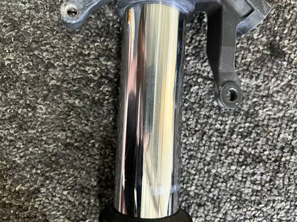 Yamaha YZF-R6 front fork lower tube detail, glossy black with light marks, fits 2008-2016