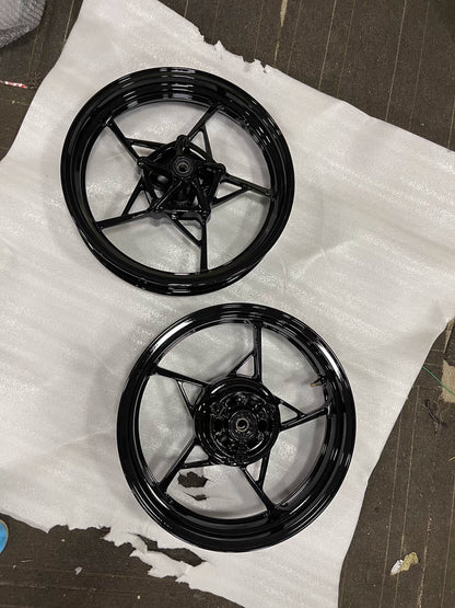 Refurbished OEM Kawasaki Ninja 400 Z400 Front + Rear Wheel Set 2018-2024 | Gloss Black