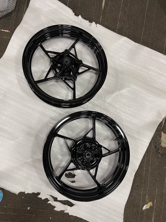 Refurbished OEM Kawasaki Ninja 400 Z400 Front + Rear Wheel Set 2018-2024 | Gloss Black