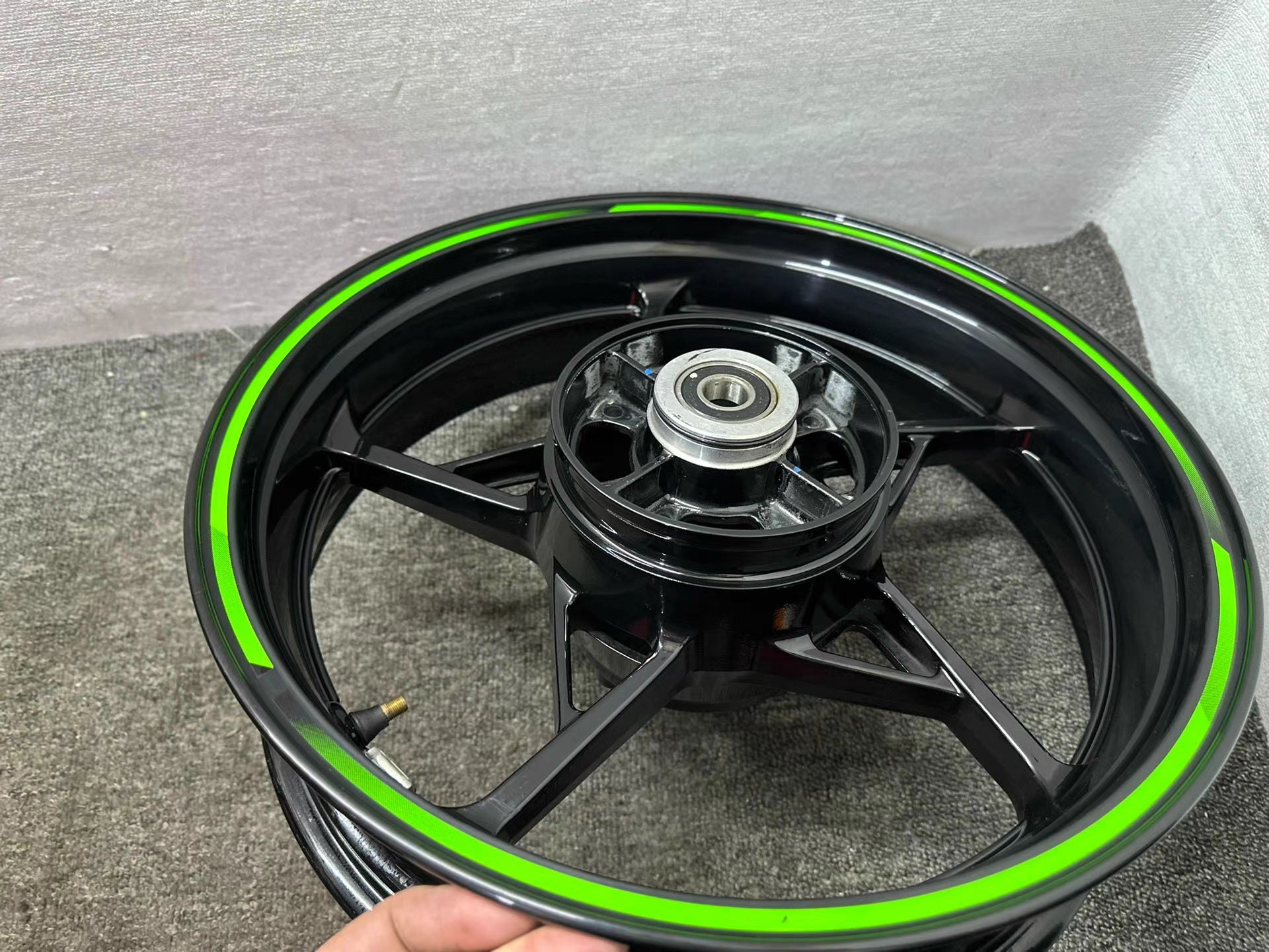 Kawasaki Ninja 650 Z650 wheel set as shipped no tires rotors or sprocket
