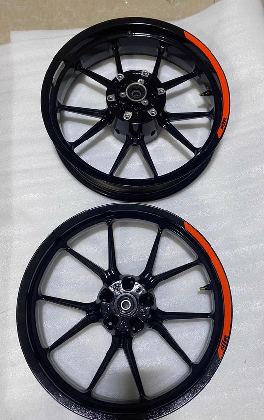 14-16 KTM Duke 390 Front Rear Black Wheel Rims A Pair Set Straight Repaint
