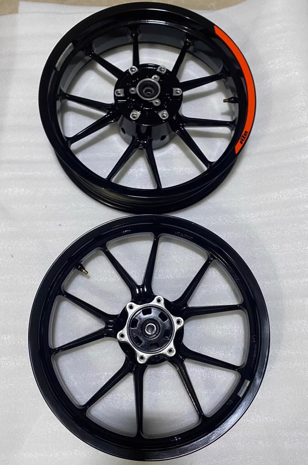 14-16 KTM Duke 390 Front Rear Black Wheel Rims A Pair Set Straight Repaint